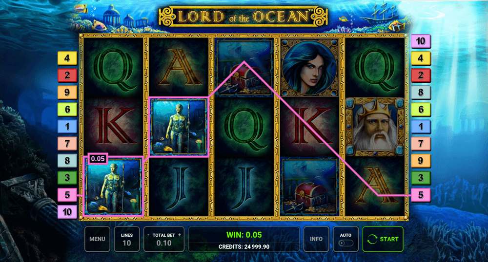 Lord of the Ocean slot with Poseidon and underwater backdrop