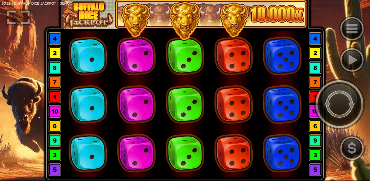 Buffalo Dice Jackpot - écran de jeu