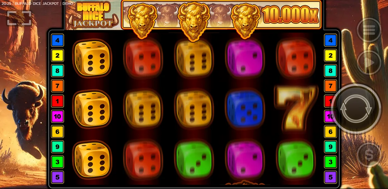 Buffalo Dice Jackpot - rouleaux après un tour