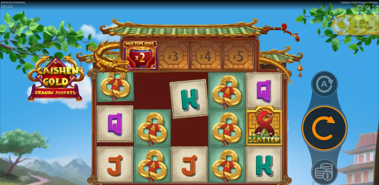 Caishen Gold: Dragon Awakes - grille en cours de partie