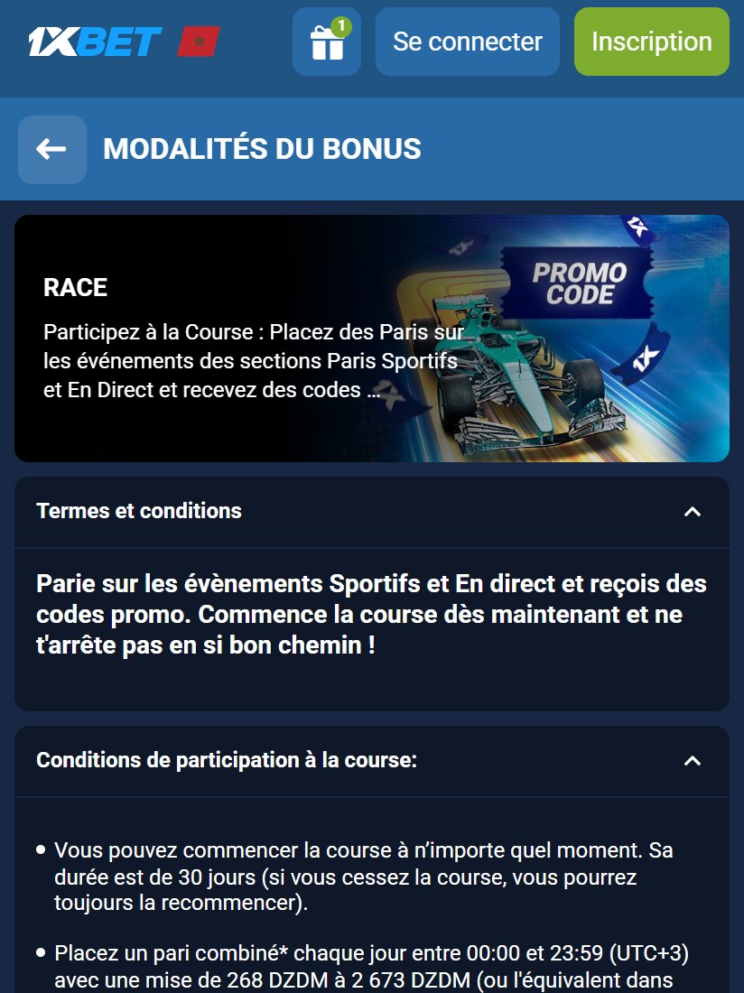 Carte de l'offre La Course et conditions de participation