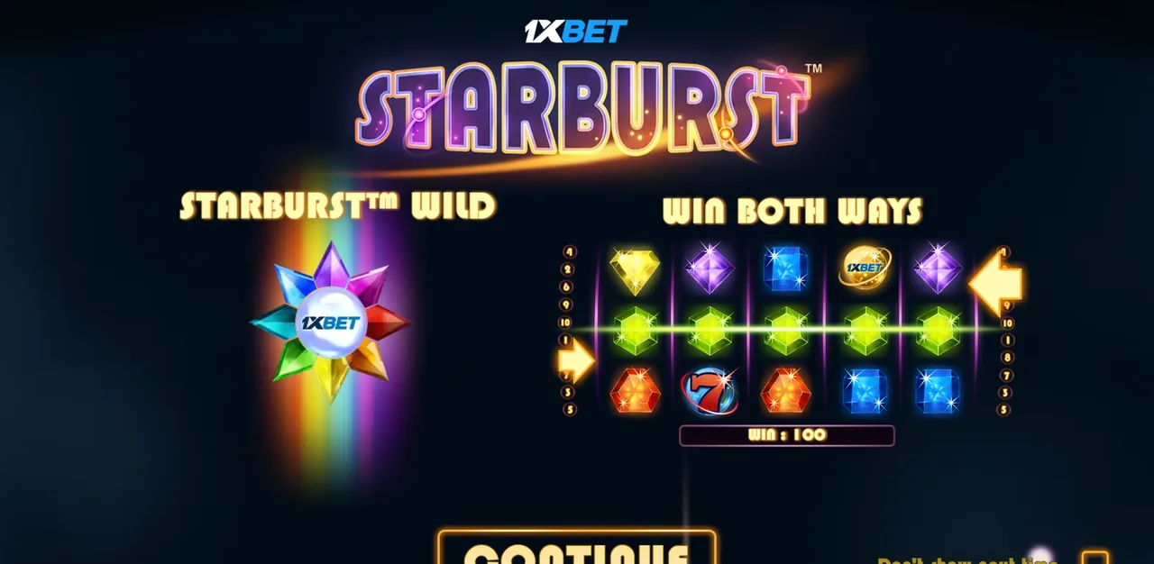 1xbet Starburst™ - شاشة بداية اللعبة