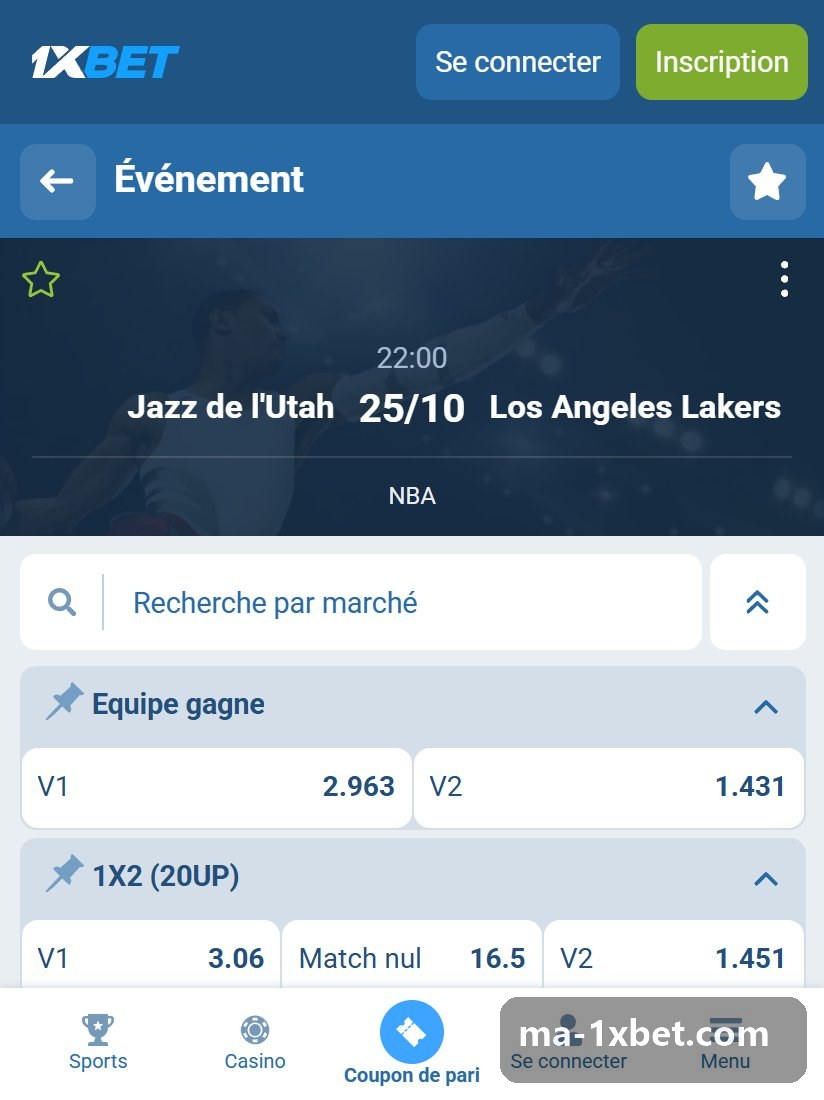 الدوري الاميركي للمحترفينNBA: صفحة مباراة مع الفائز و1X2 ومجموع النقاط