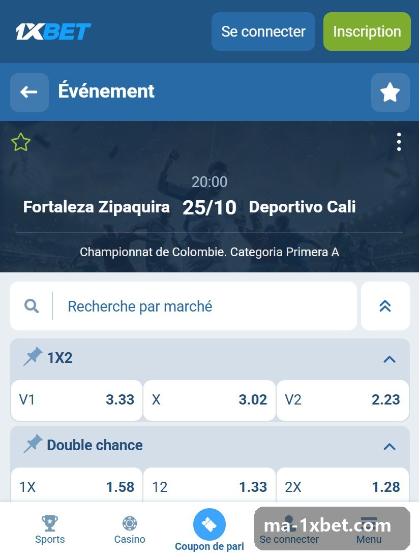 Championnat de Colombie. Categoria Primera A : marchés d'une rencontre en Colombie