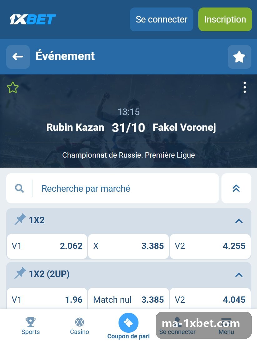 Russia. Premier League: markets of a Russian league game