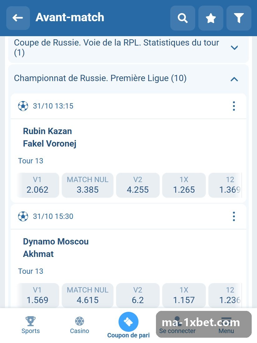 Russia. Premier League: Russian Premier League fixtures and prices