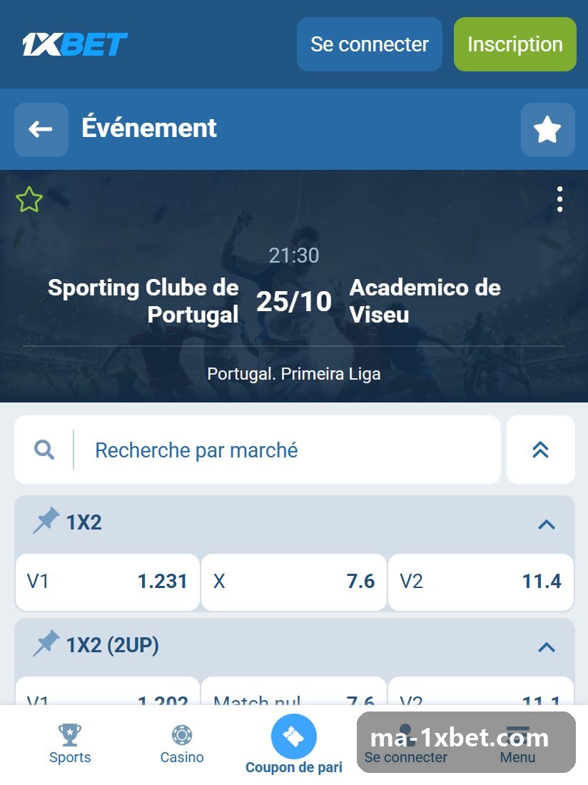 البرتغال. الدوري البرتغالي الممتاز: صفحة مباراة مع 1X2 والفرصة المزدوجة
