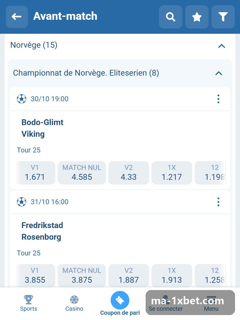 Championnat de Norvège. Eliteserien : affiches de l'Eliteserien dans la ligne d'avant-match